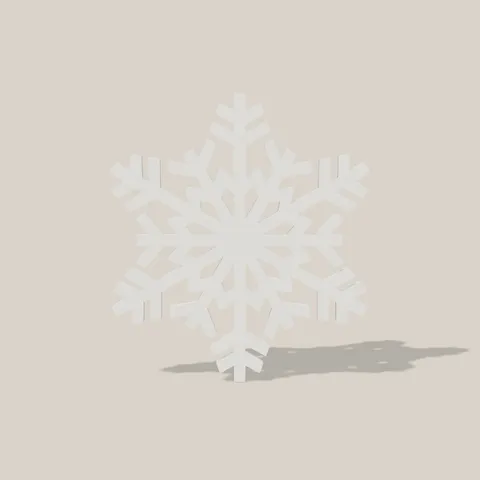 Große weiße Schneeflocke von vorn, am Computer aus der Druckdatei dargestellt