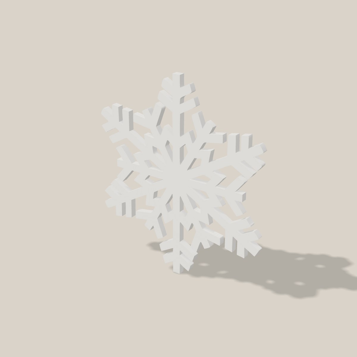 Große Schneeflocke schräg von der Seite, 3 mm stark