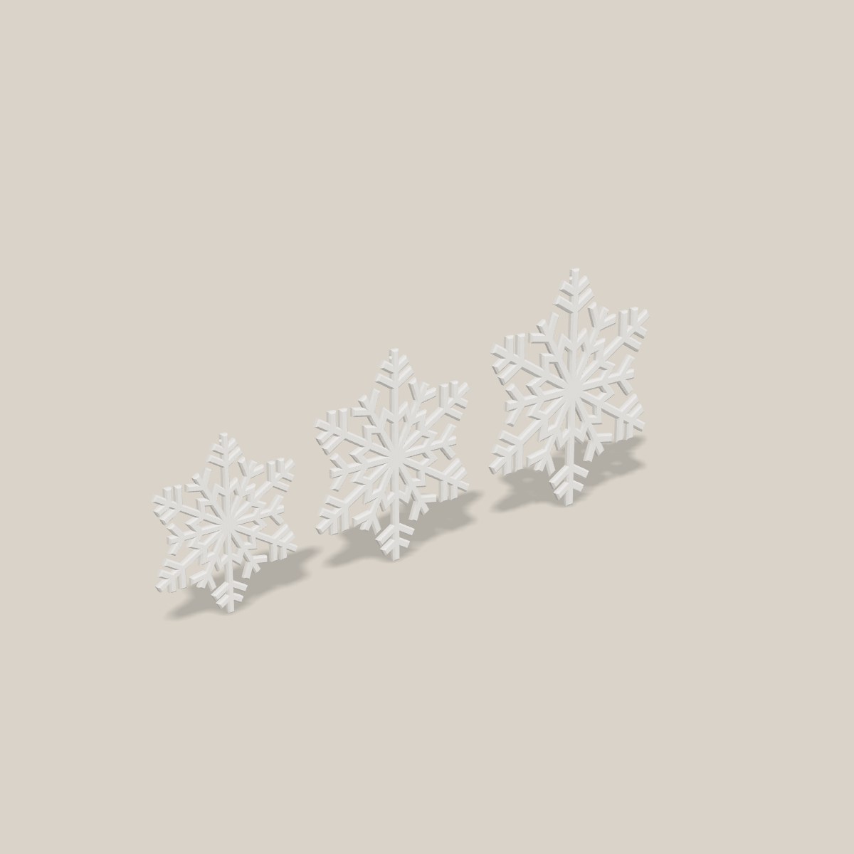 Die drei Schneeflocken von links gesehen