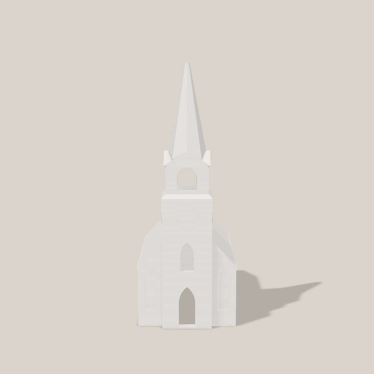 Lichthaus Kirche von vorn mit Turm und Eingang