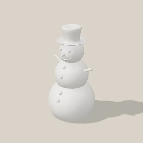 Weißer Schneemann mit Zylinder, Karottennase und Ästchen-Armen, am Computer aus der Druckdatei dargestellt