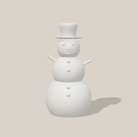 Schneemann mit Zylinder von vorn mit Lächeln und Knöpfen