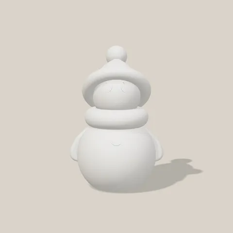 Kleiner Schneemann von vorn mit eingeprägtem Gesicht