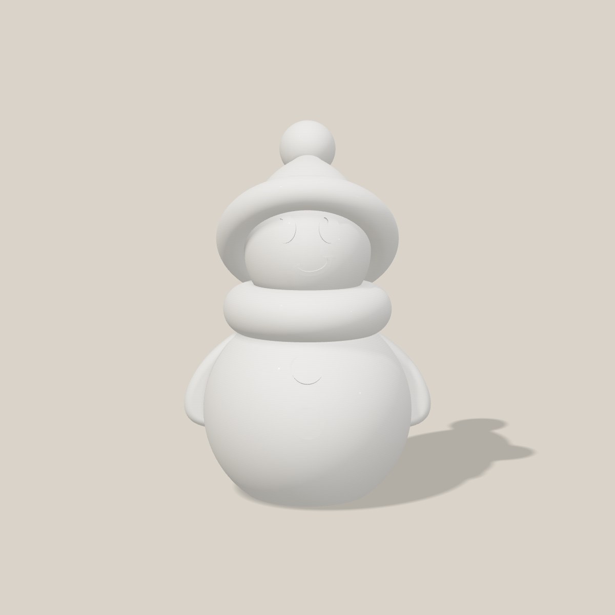Kleiner Schneemann von vorn mit eingeprägtem Gesicht