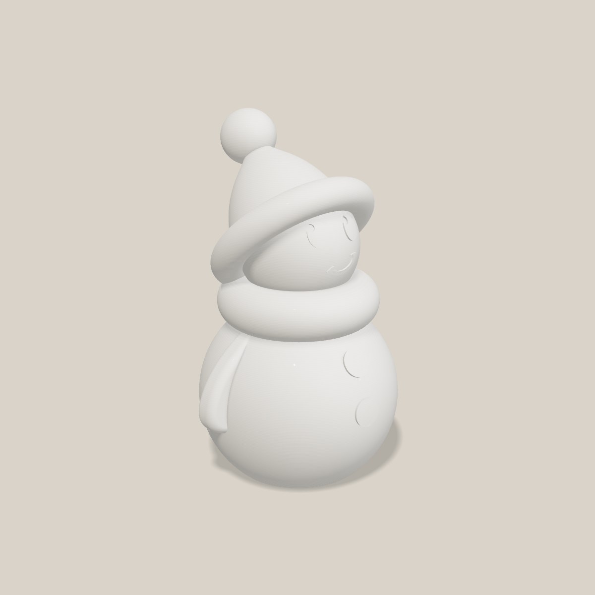 Kleiner Schneemann schräg von links mit Schal
